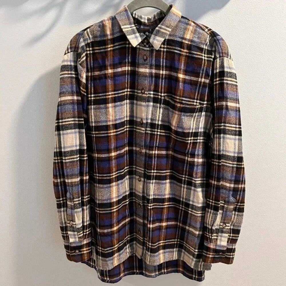 Madewell Oversized Ex-Boyfriend Plaid Flannel Shirt Size S